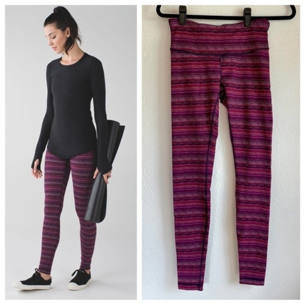 Lululemon Women's Wunder Under Pant III Space Dye Twist Regal Plum Size 6 EUC
